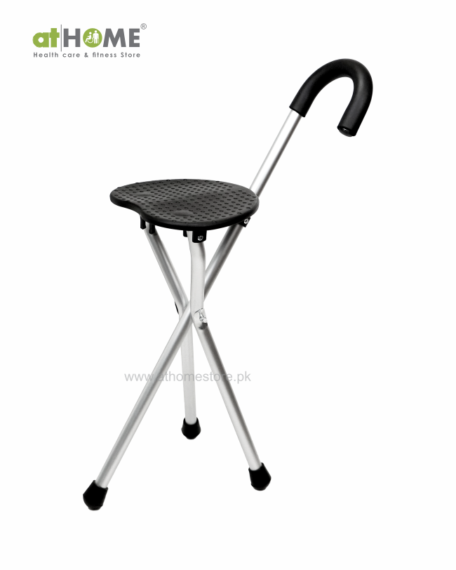 Aluminum Crutch with Stool AH1-911L - Versatile Mobility Aid (Black Heart Shape)