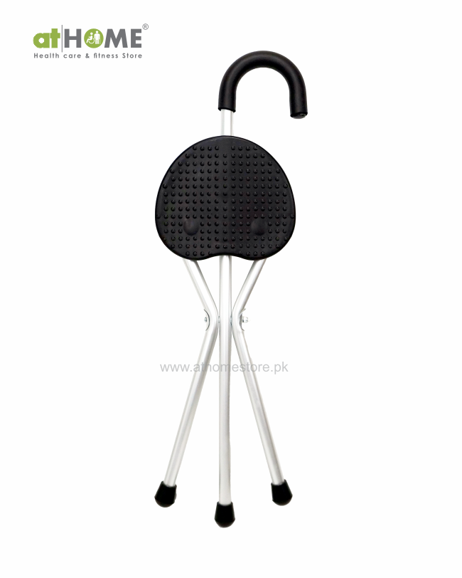 Aluminum Crutch with Stool AH1-911L - Versatile Mobility Aid (Black Heart Shape)