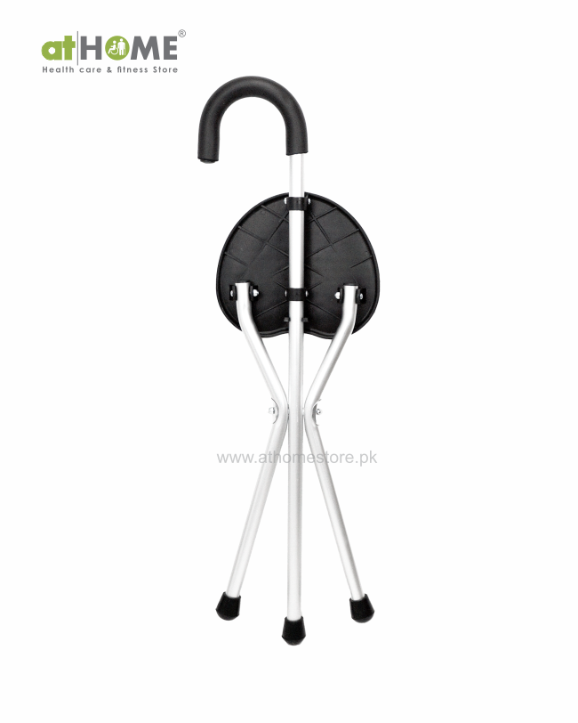 Aluminum Crutch with Stool AH1-911L - Versatile Mobility Aid (Black Heart Shape)
