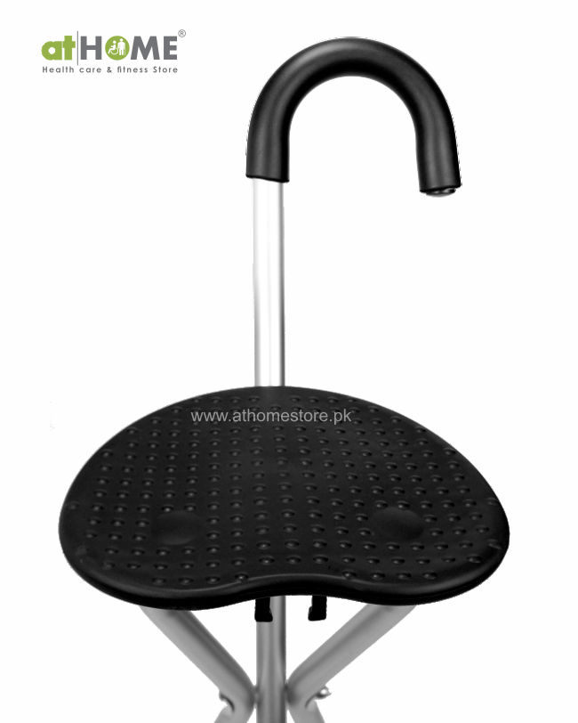 Aluminum Crutch with Stool AH1-911L - Versatile Mobility Aid (Black Heart Shape)