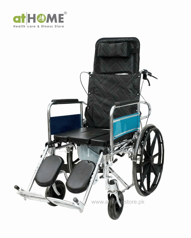 Reclining Wheelchair - Comfortable Mobility Aid Adjustable Backrest - athomestore.pk