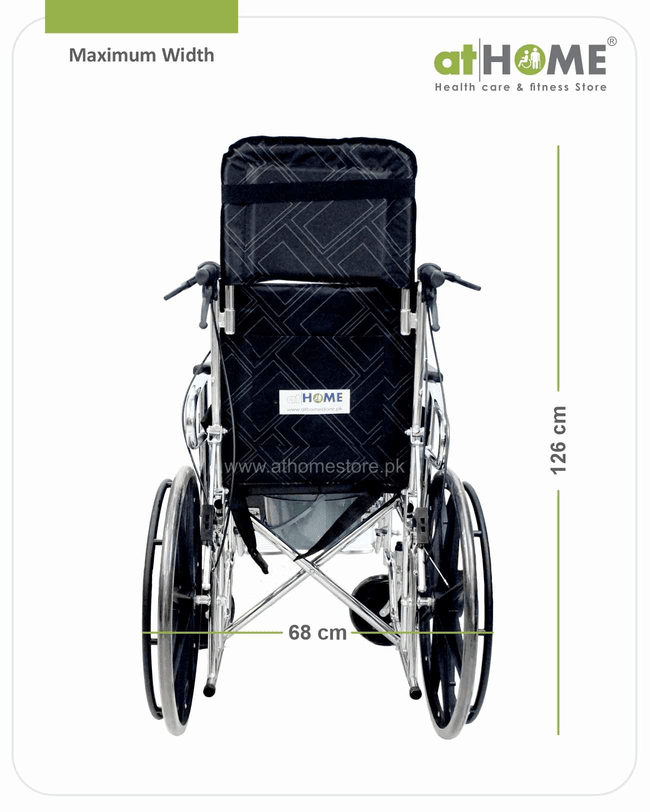Reclining Wheelchair - Comfortable Mobility Aid Adjustable Backrest - athomestore.pk