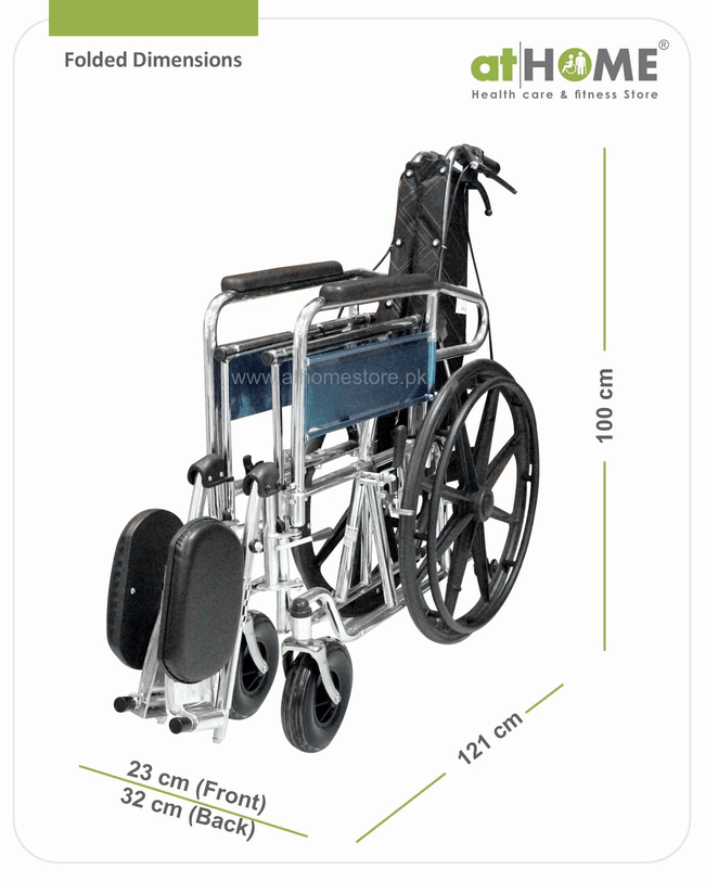 Reclining Wheelchair - Comfortable Mobility Aid Adjustable Backrest - athomestore.pk