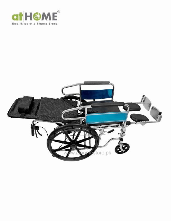Reclining Wheelchair - Comfortable Mobility Aid Adjustable Backrest - athomestore.pk